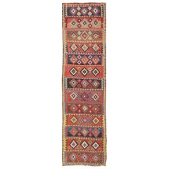 Antique Caucasian Flat-Weave Gallery Size Runner 