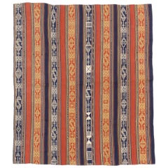 Antique Persian Flat-Weave Jajim Rug with Tribal Details and Colored Stripes