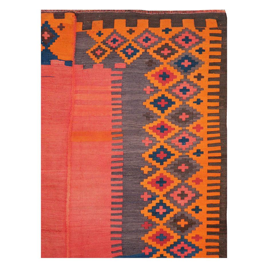 Bohemian Antique Persian Flat-Weave Kilim Rug For Sale