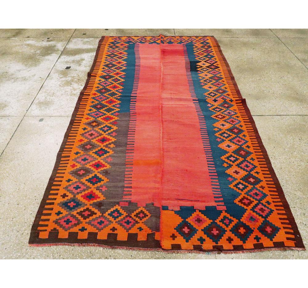 Hand-Woven Antique Persian Flat-Weave Kilim Rug For Sale