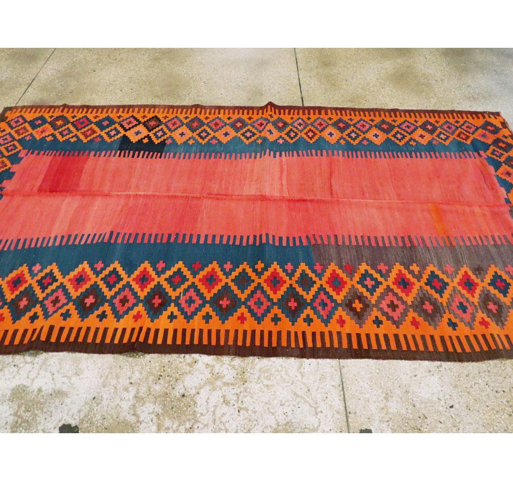 Wool Antique Persian Flat-Weave Kilim Rug For Sale