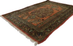 Antique Persian Floral Bijar Rug