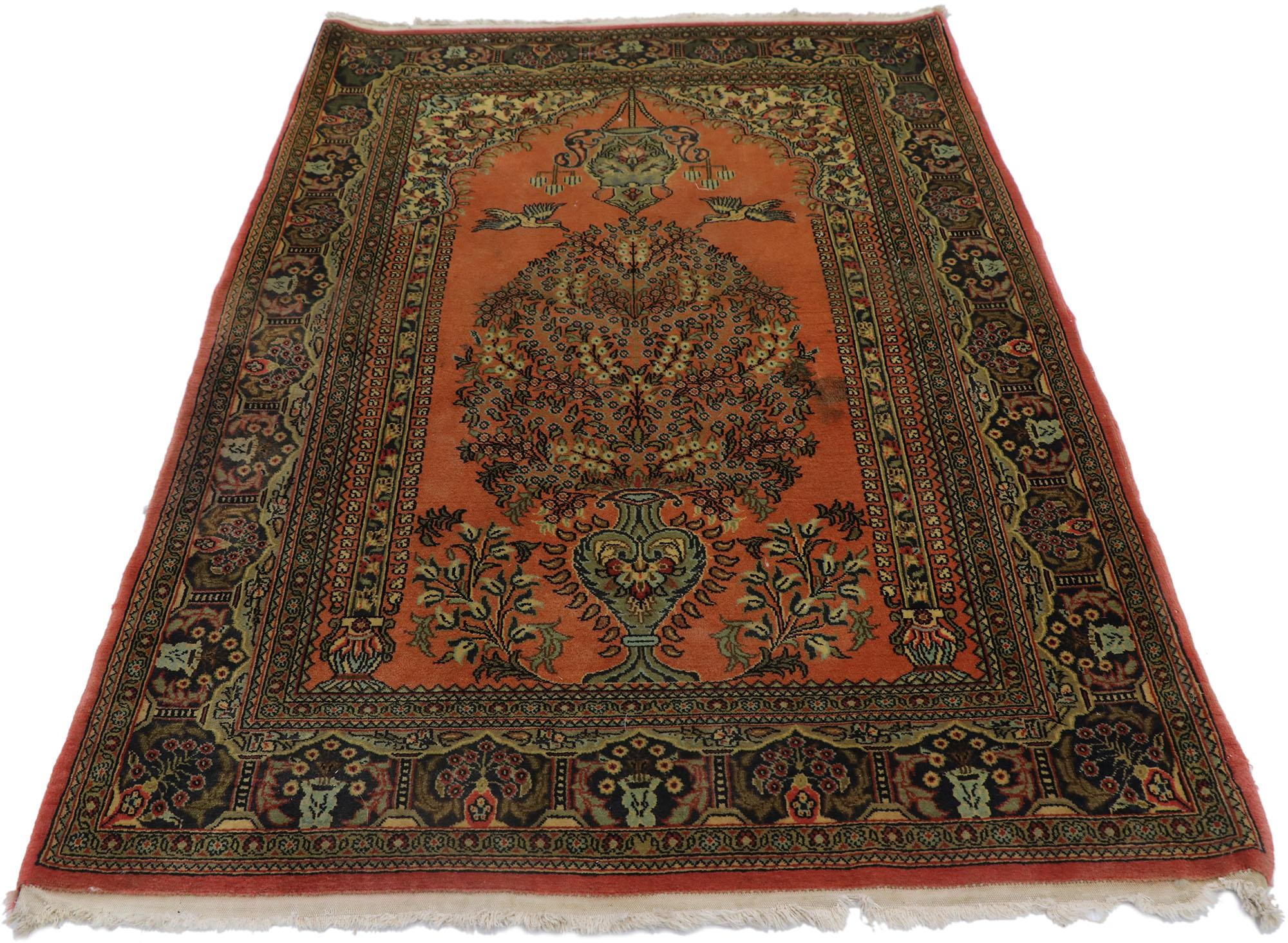Modern Antique Persian Floral Bijar Rug For Sale