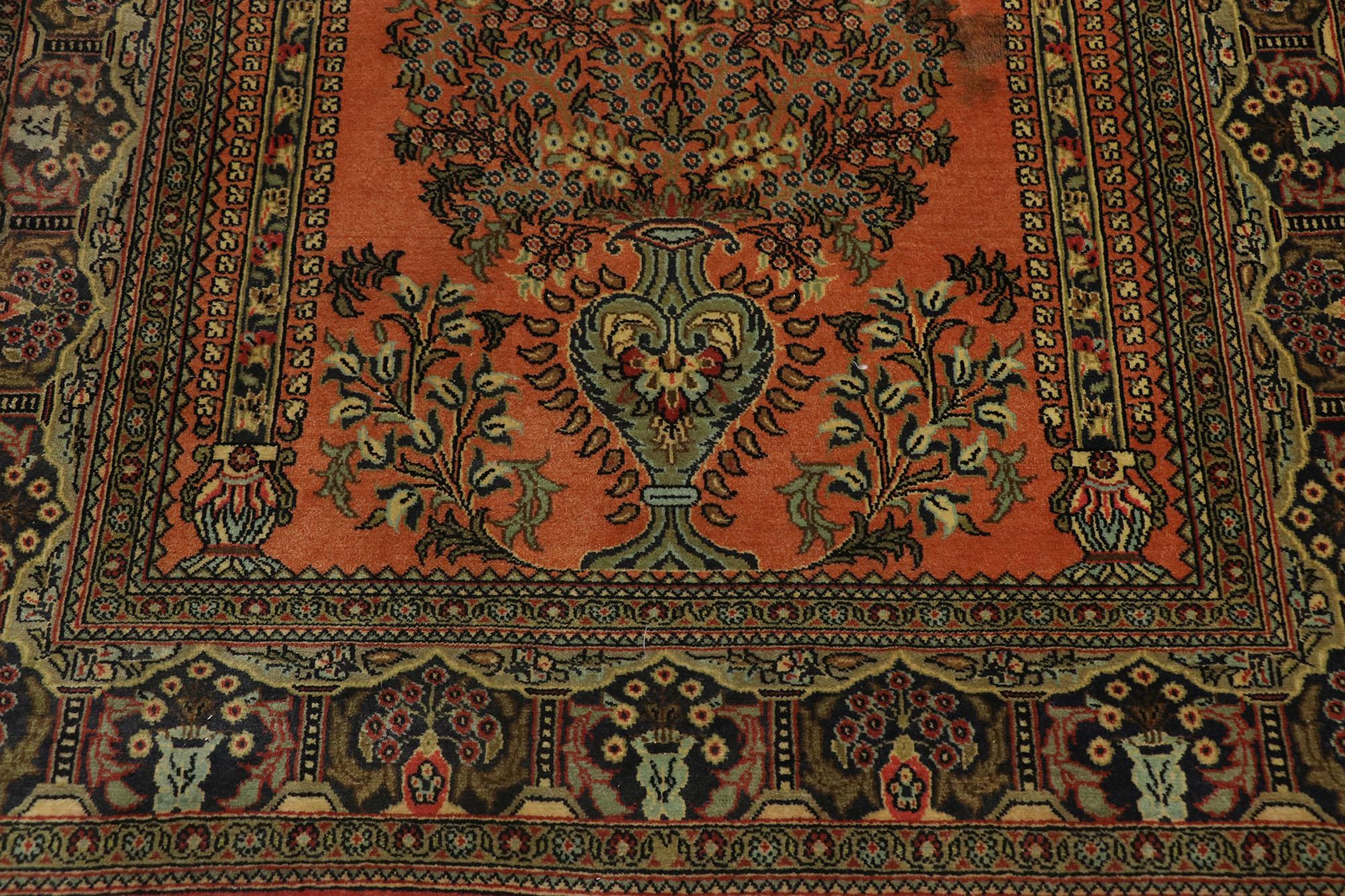Hand-Knotted Antique Persian Floral Bijar Rug For Sale