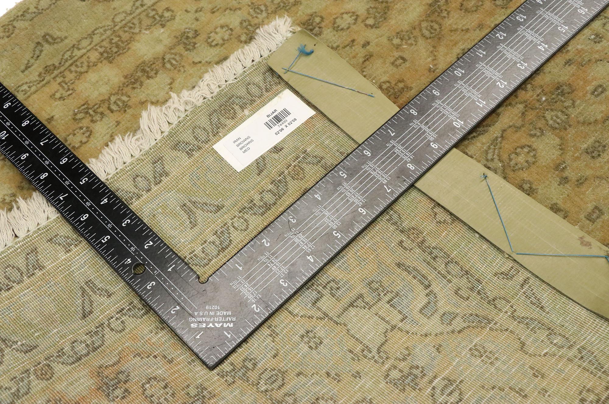 Noué à la main Tapis persan ancien Bijar à fleurs en vente