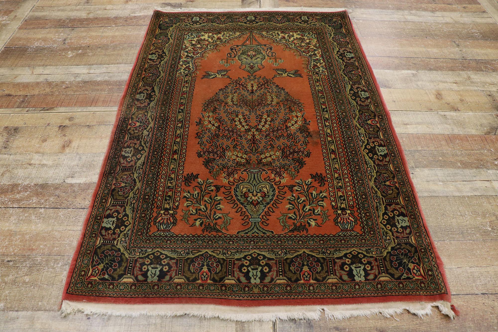 Wool Antique Persian Floral Bijar Rug For Sale