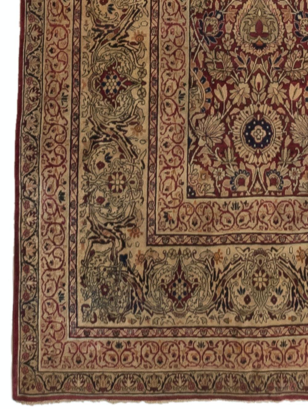 Kirman Antique Persian Floral Lavar Rug, circa 1880s-1900s For Sale