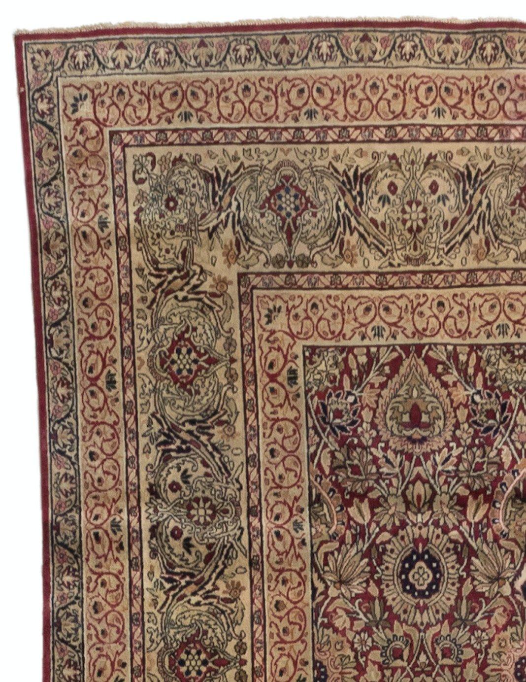 Hand-Knotted Antique Persian Floral Lavar Rug, circa 1880s-1900s For Sale