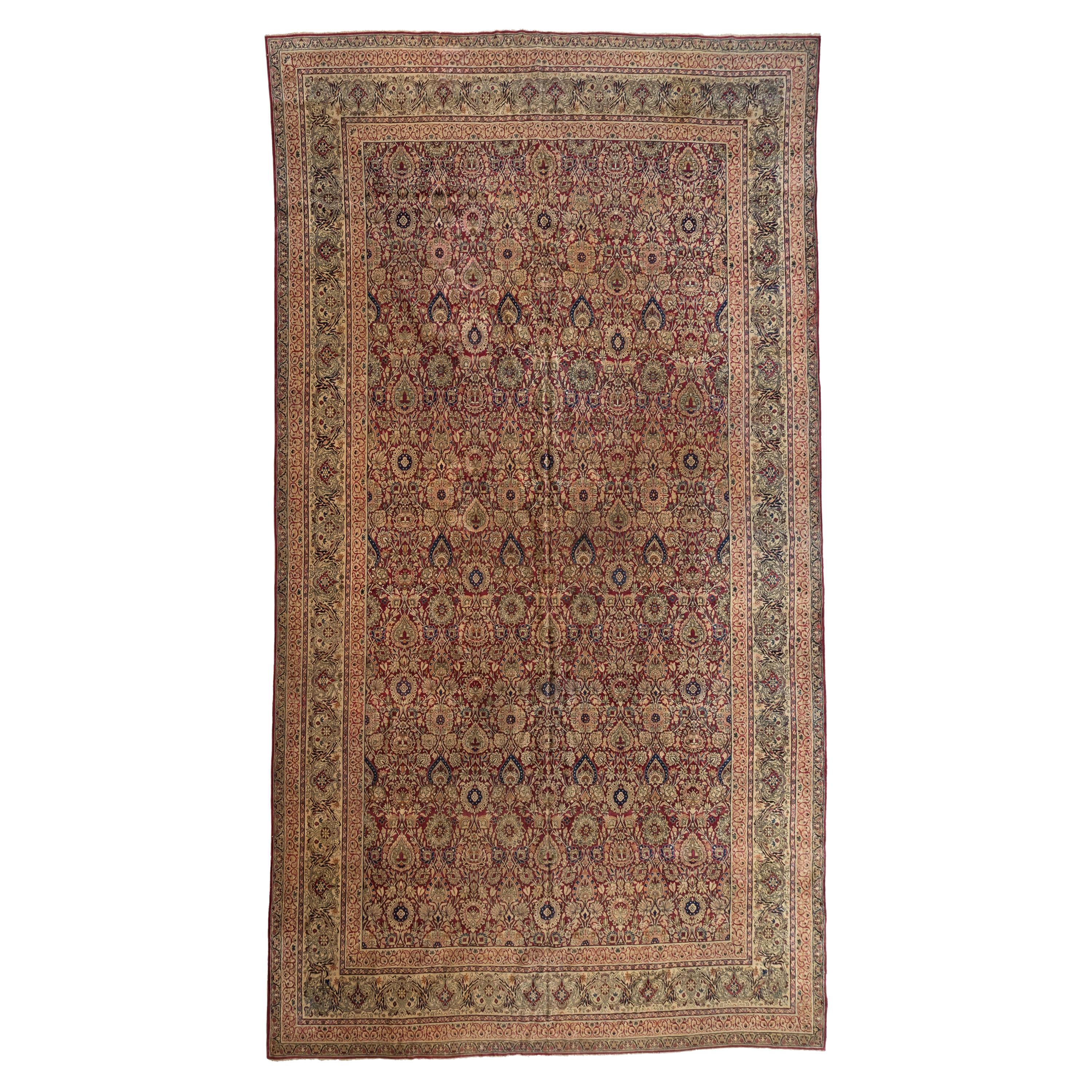 Antiker persischer Lavar-Teppich mit Blumenmuster:: um 1880-1900er Jahre