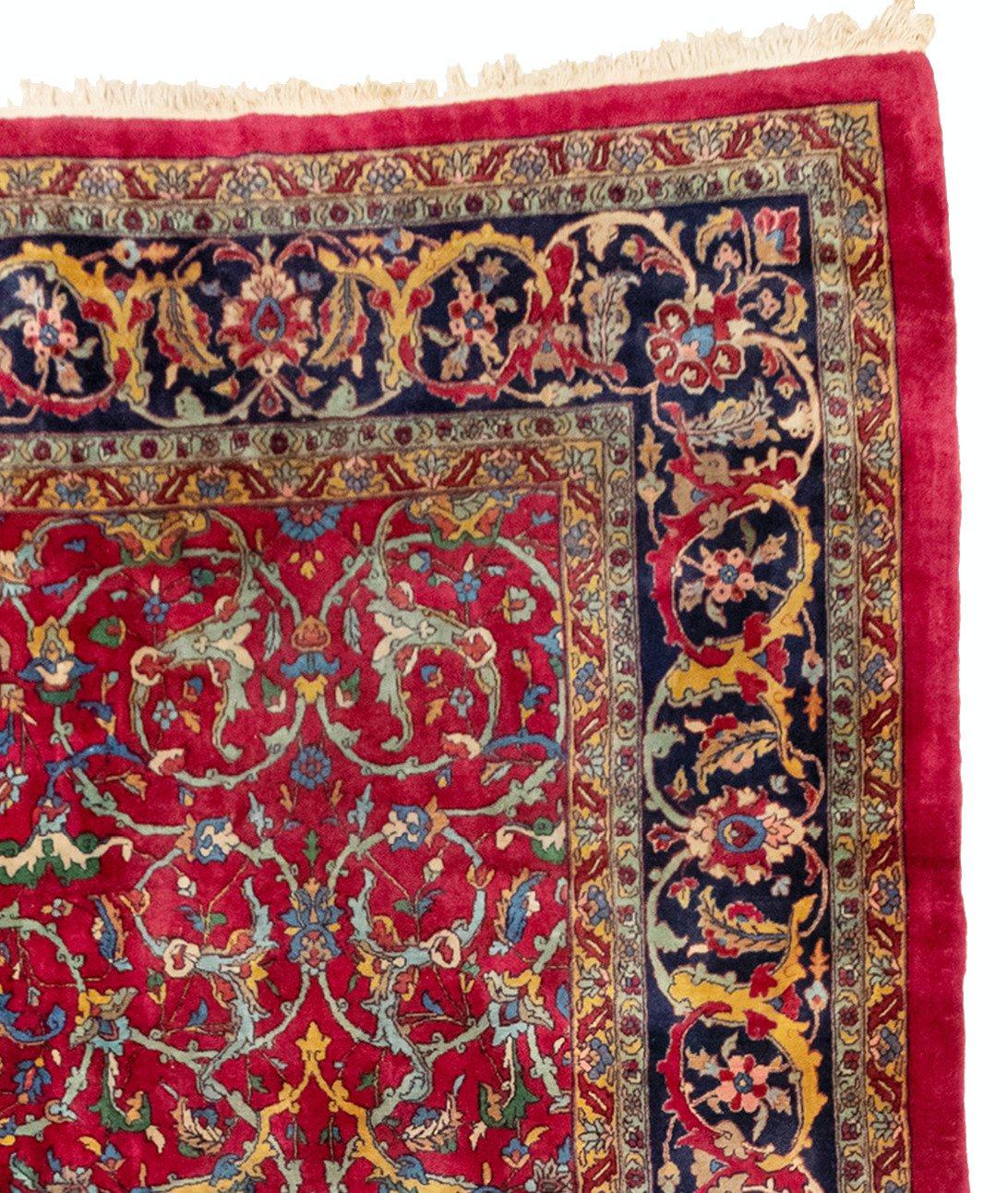 Sarouk Farahan Oversize Antique Persian Floral Red Sarouk Rug c. 1880-1900 (12.6 x 22.9 ft) For Sale