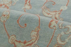 Antique Persian Floral Rug with Sky Blue Field and Coral Medallion - Rug & Kilim