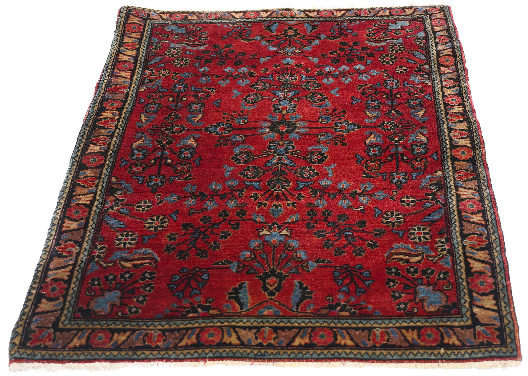 Néocolonial Tapis sarouk persan ancien à fleurs de style néoclassique traditionnel en vente