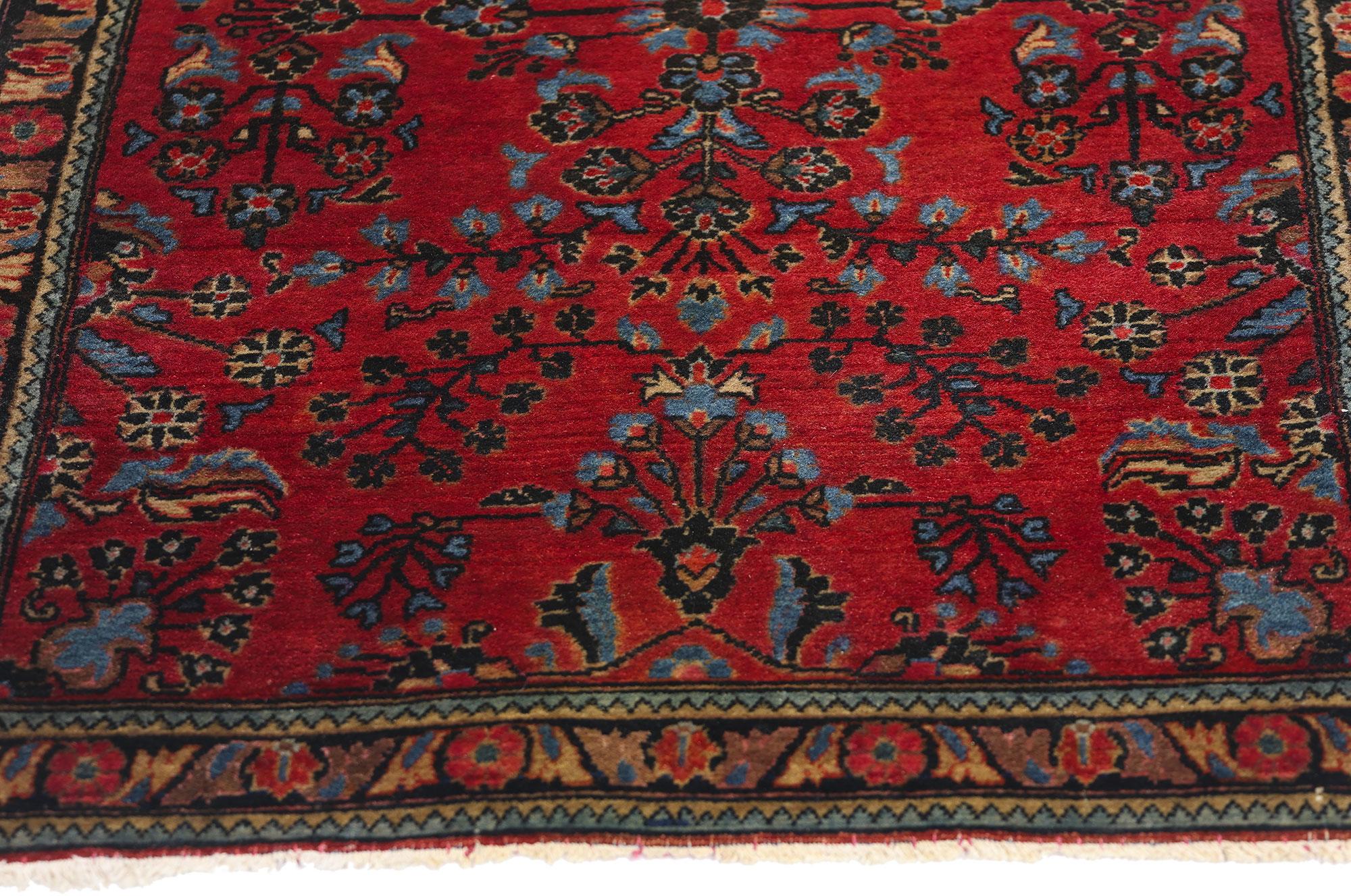 Perse Tapis sarouk persan ancien à fleurs de style néoclassique traditionnel en vente