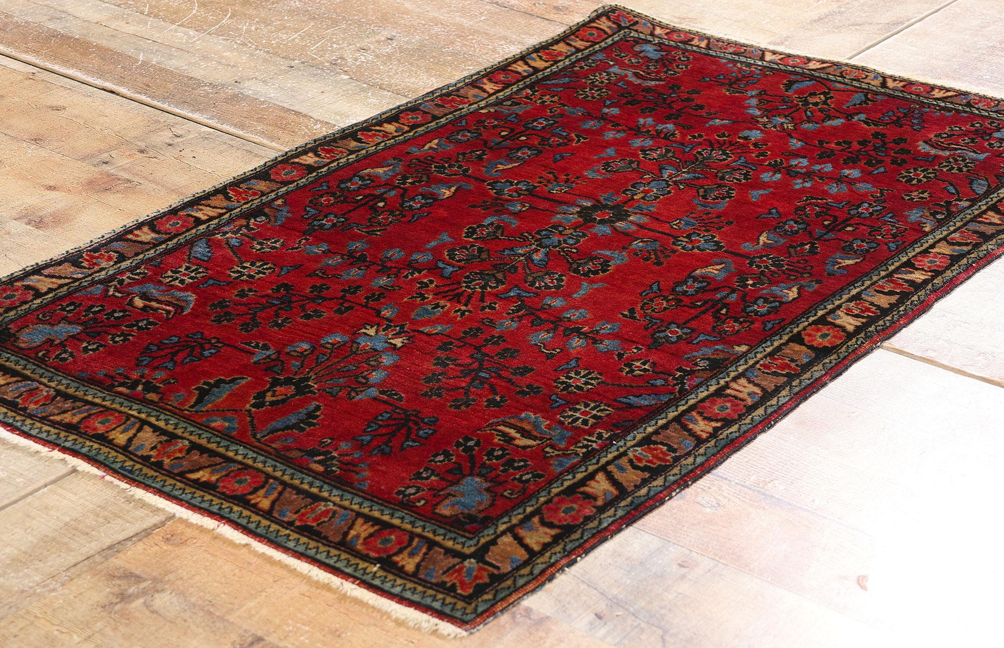 20ième siècle Tapis sarouk persan ancien à fleurs de style néoclassique traditionnel en vente