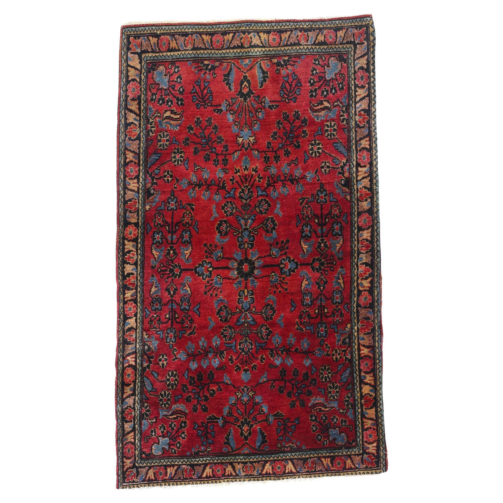 Antique Persian Floral Sarouk Carpet with Traditional Neoclassical Style