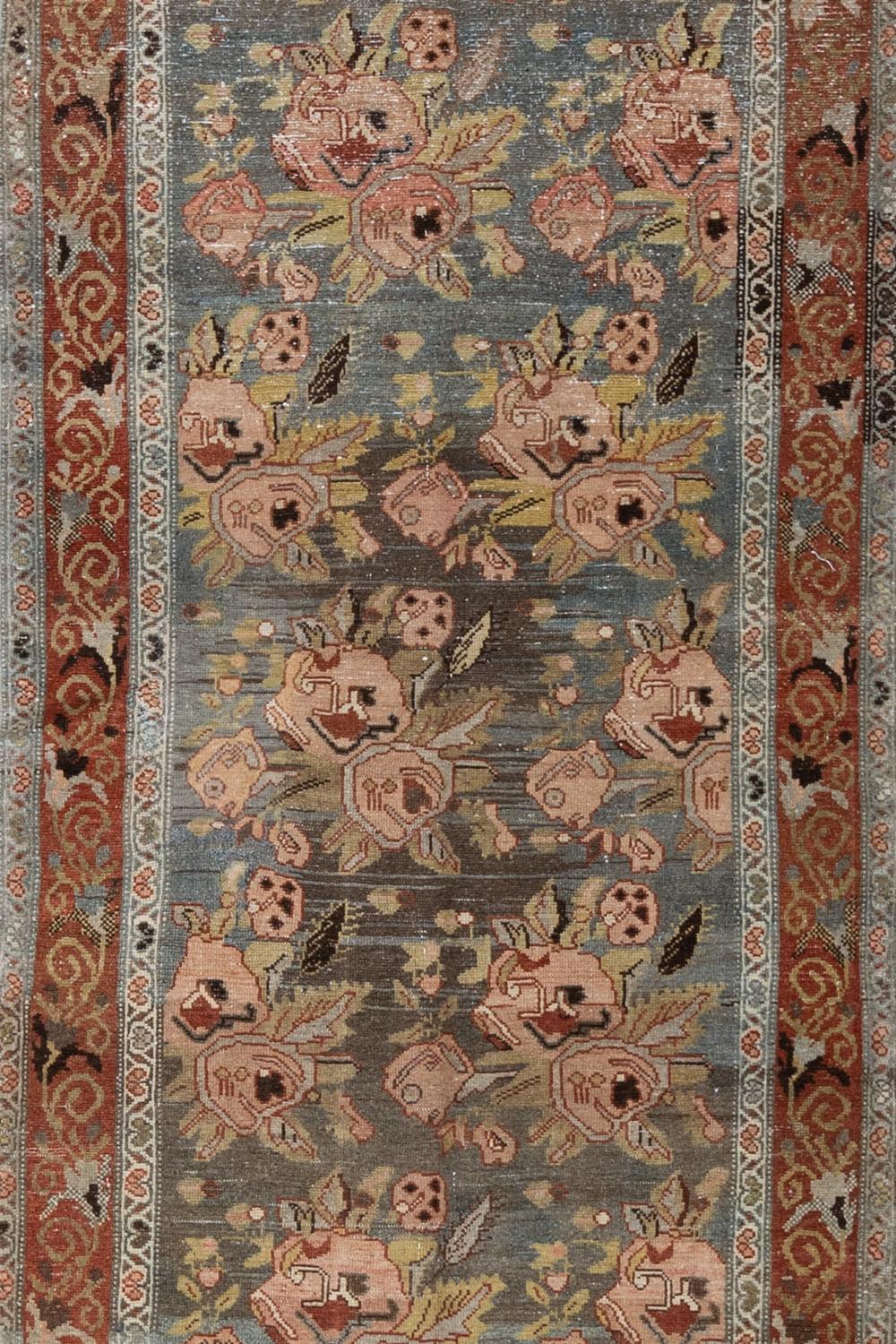 Hand-Woven Antique Persian Floral Senneh Runner For Sale