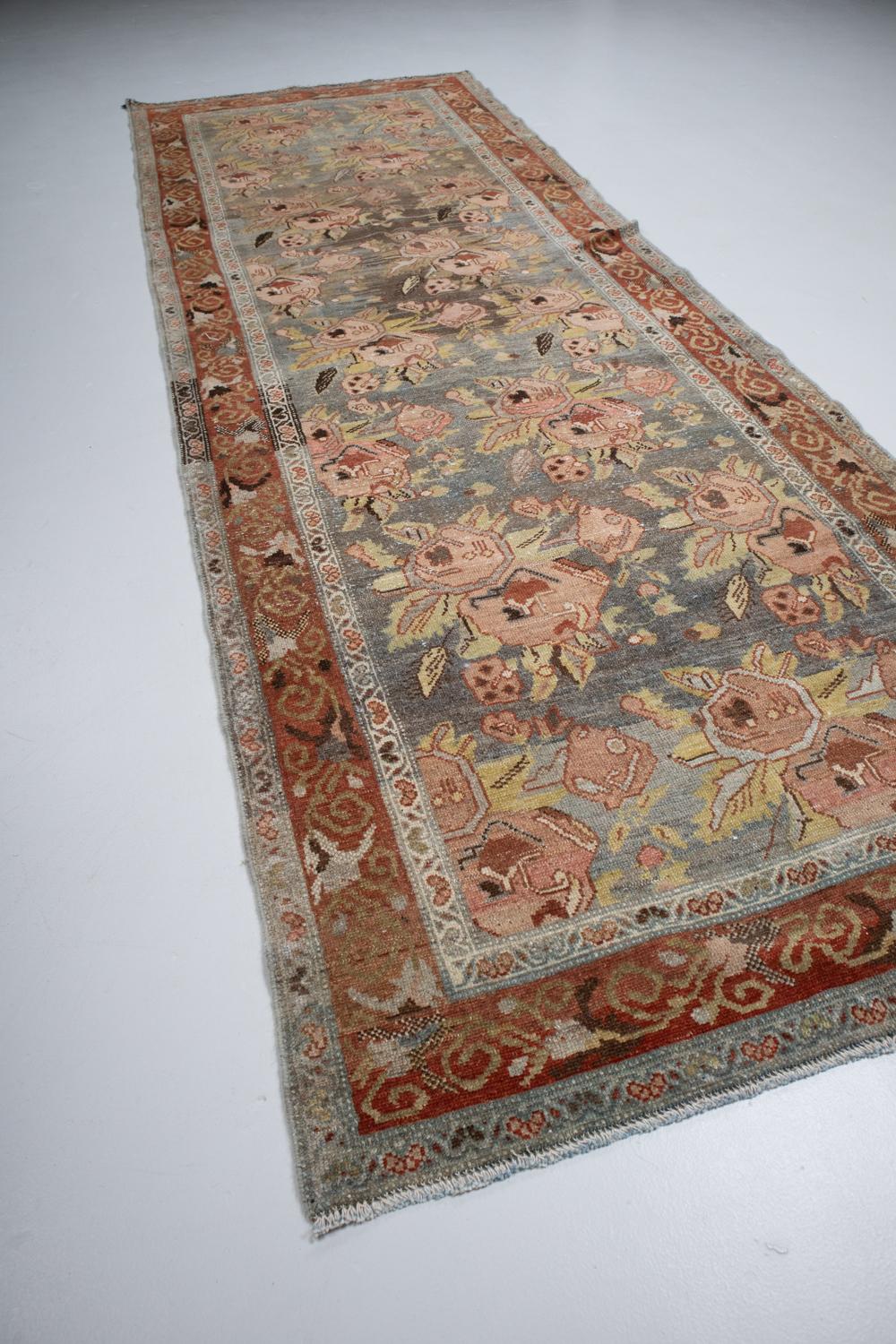 Antique Persian Floral Senneh Runner In Good Condition For Sale In West Palm Beach, FL