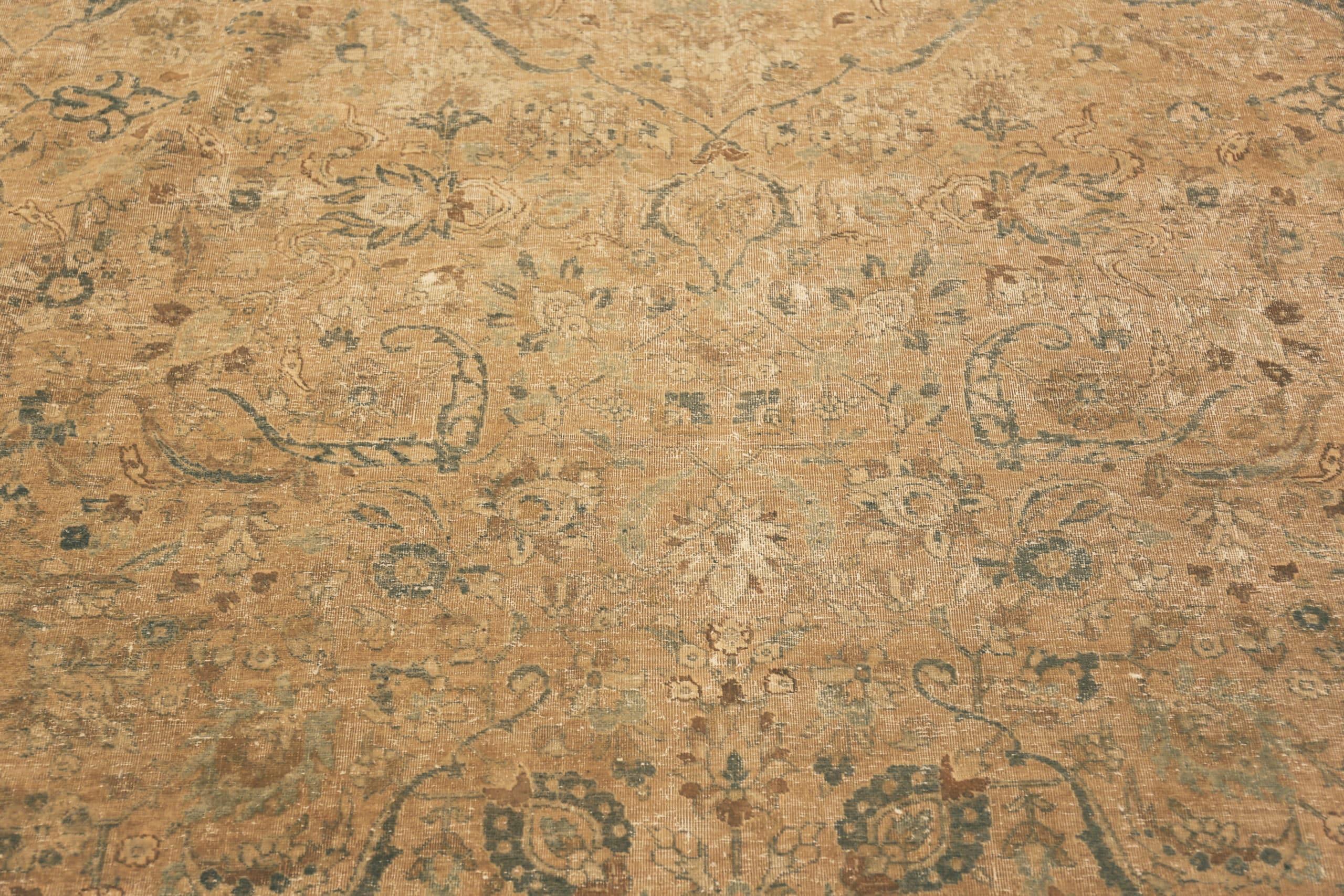 20th Century Antique Persian Floral Tabriz Rug. 12 ft 10 in x 21 ft 3 in For Sale