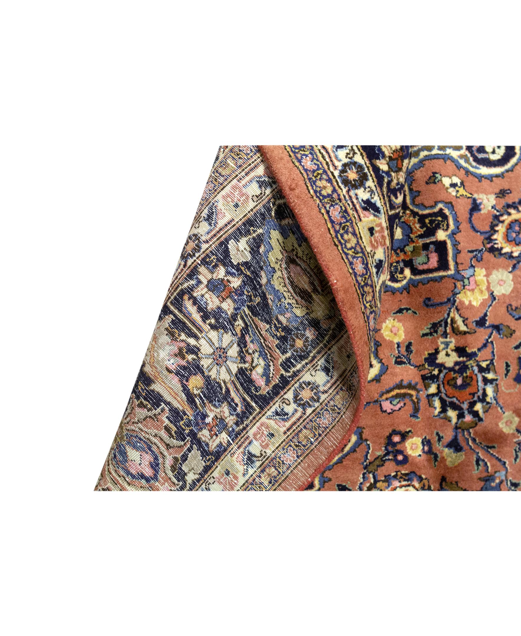 Antiker Persischer Feiner Traditioneller Handgewebter Luxus Wollteppich Rot / Marine im Zustand „Gut“ im Angebot in Secaucus, NJ