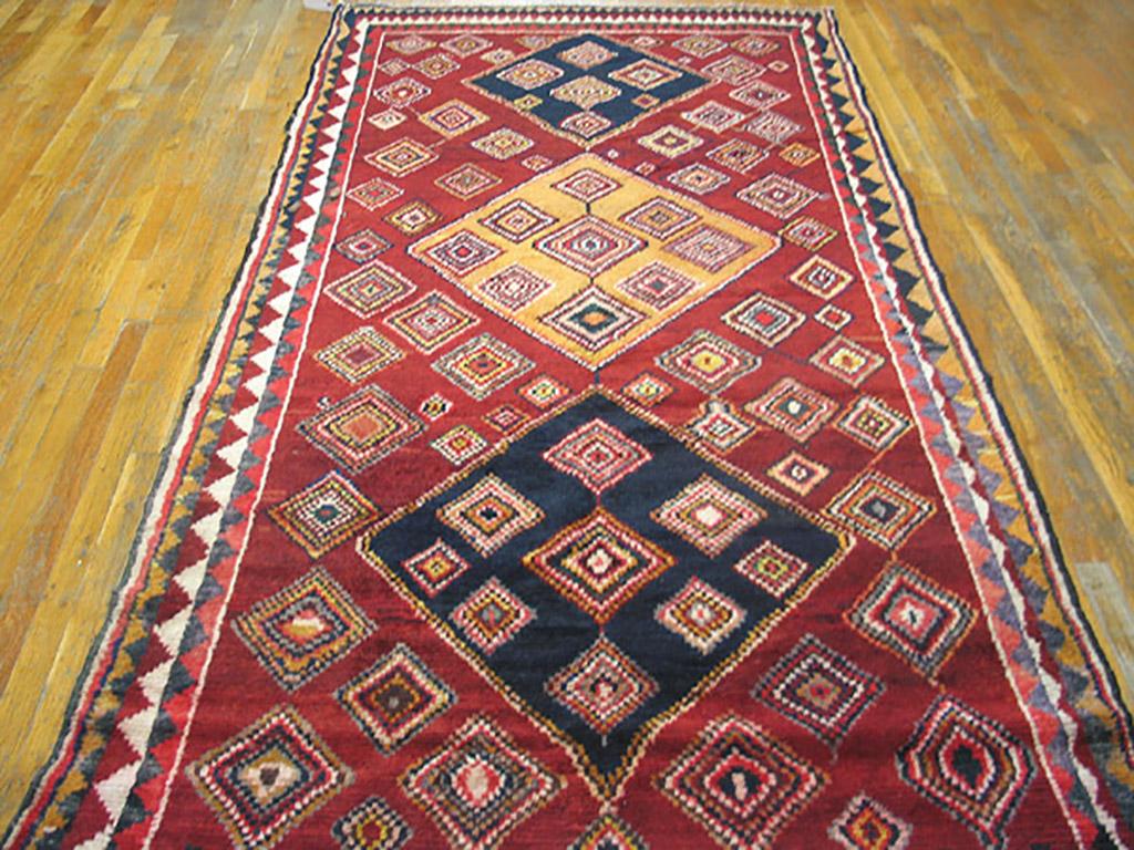Hand-Knotted 1930s S. Persian Gabbeh Carpet ( 4'10