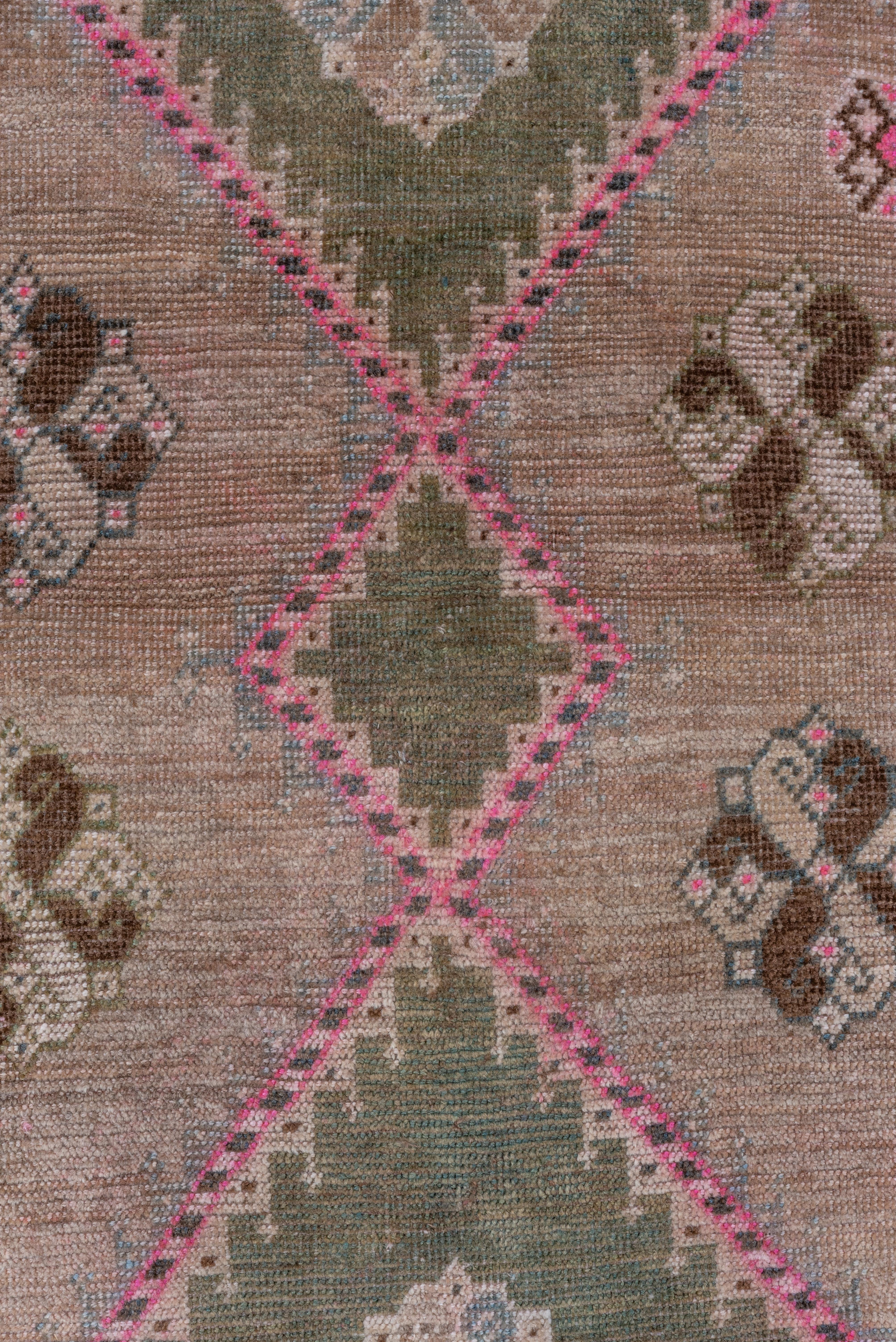 Mid-20th Century Antique Persian Gabbeh Rug, Light Brown Field, Pink & Green Accents, circa 1930s For Sale