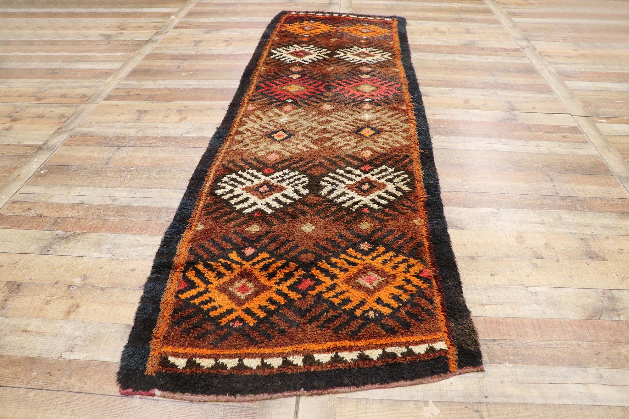 Antique Persian Gabbeh Runner with Mid-Century Modern Tribal Style For Sale 1
