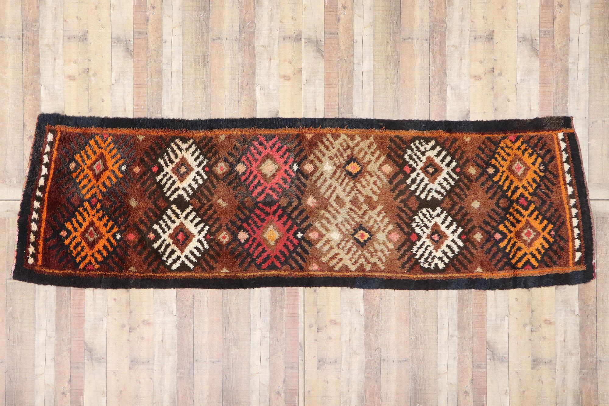 Antique Persian Gabbeh Runner with Mid-Century Modern Tribal Style For Sale 2