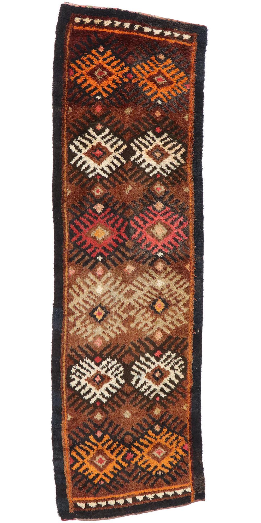 Antique Persian Gabbeh Runner with Mid-Century Modern Tribal Style For Sale 3
