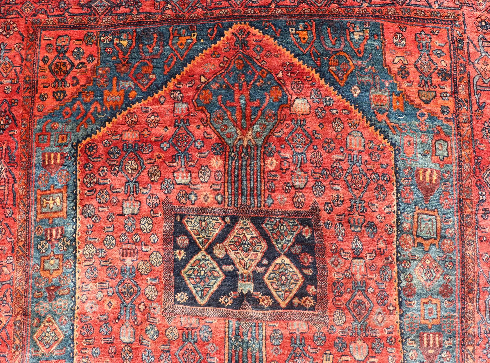 Tapis persan ancien de galerie Bidjar avec médaillons tribaux et motifs géométriques en vente 6