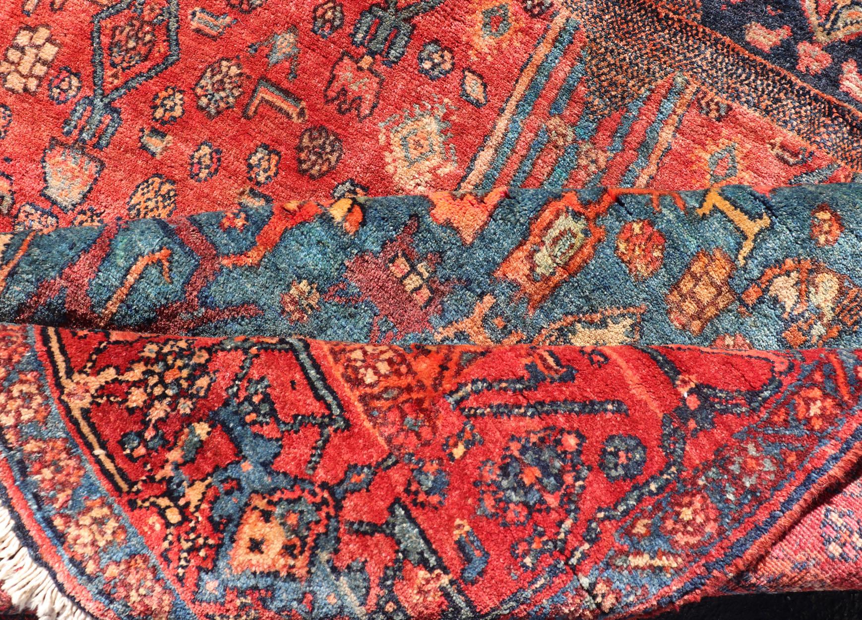 Antique Persian Gallery Bidjar Rug with Tribal Medallions and Geometric Motifs For Sale 2