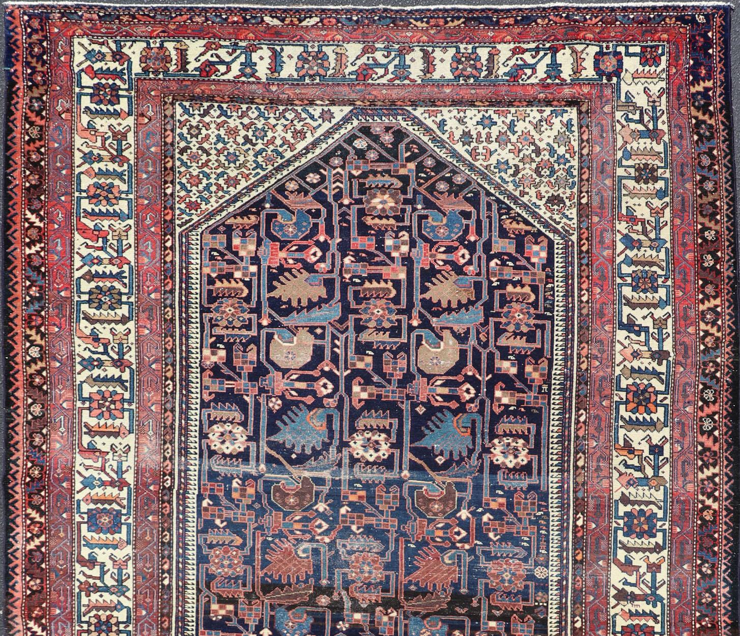 A unique design, antique Persian Hamadan gallery runner with all-over geometric motifs, rug EMB-8505-178408, country of origin / type: Iran / Hamadan, circa 1910

This antique Persian gallery carpet, from the Hamadan district in western Persia,