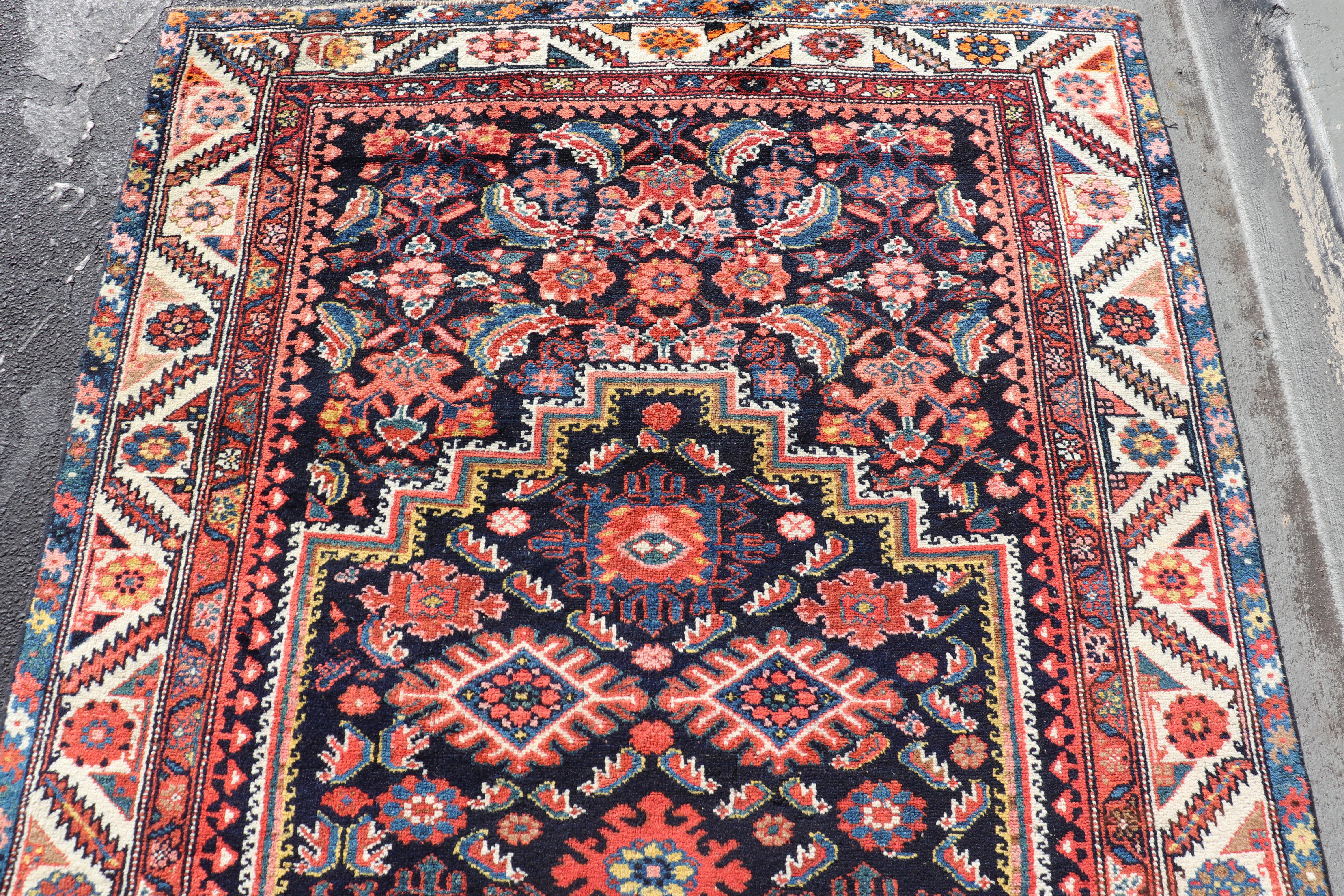 Antique Persian Gallery Hamadan Runner in Blue Background with Multi Colors For Sale 6