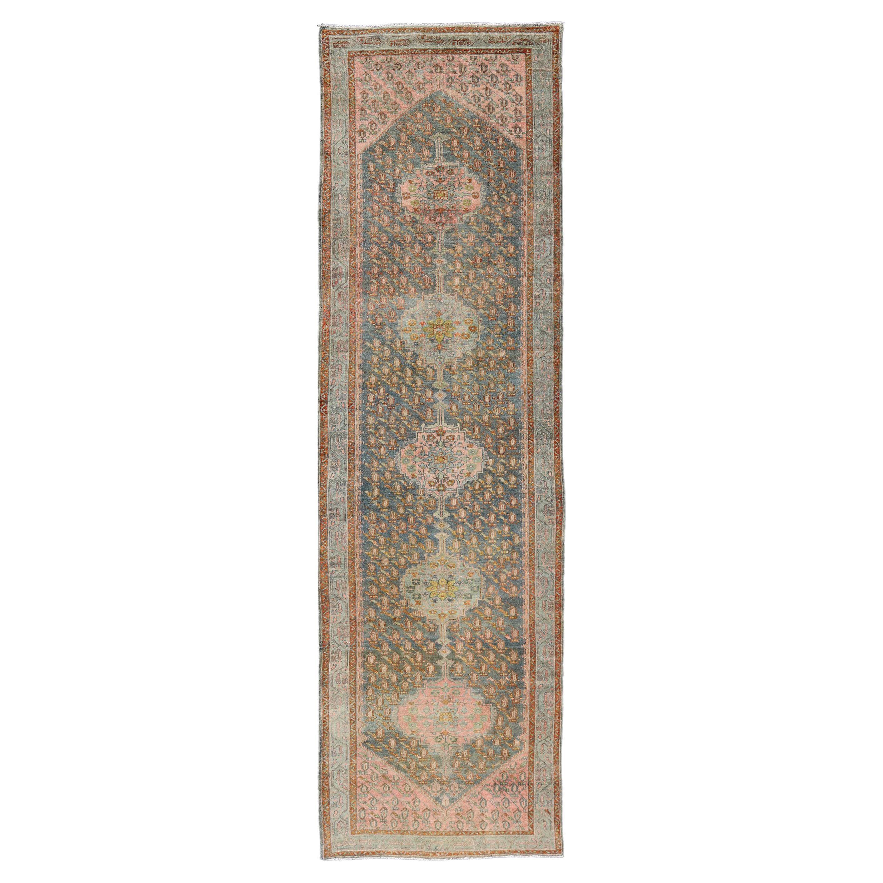 Malayer Rug in Pink Blue Green at 1stDibs