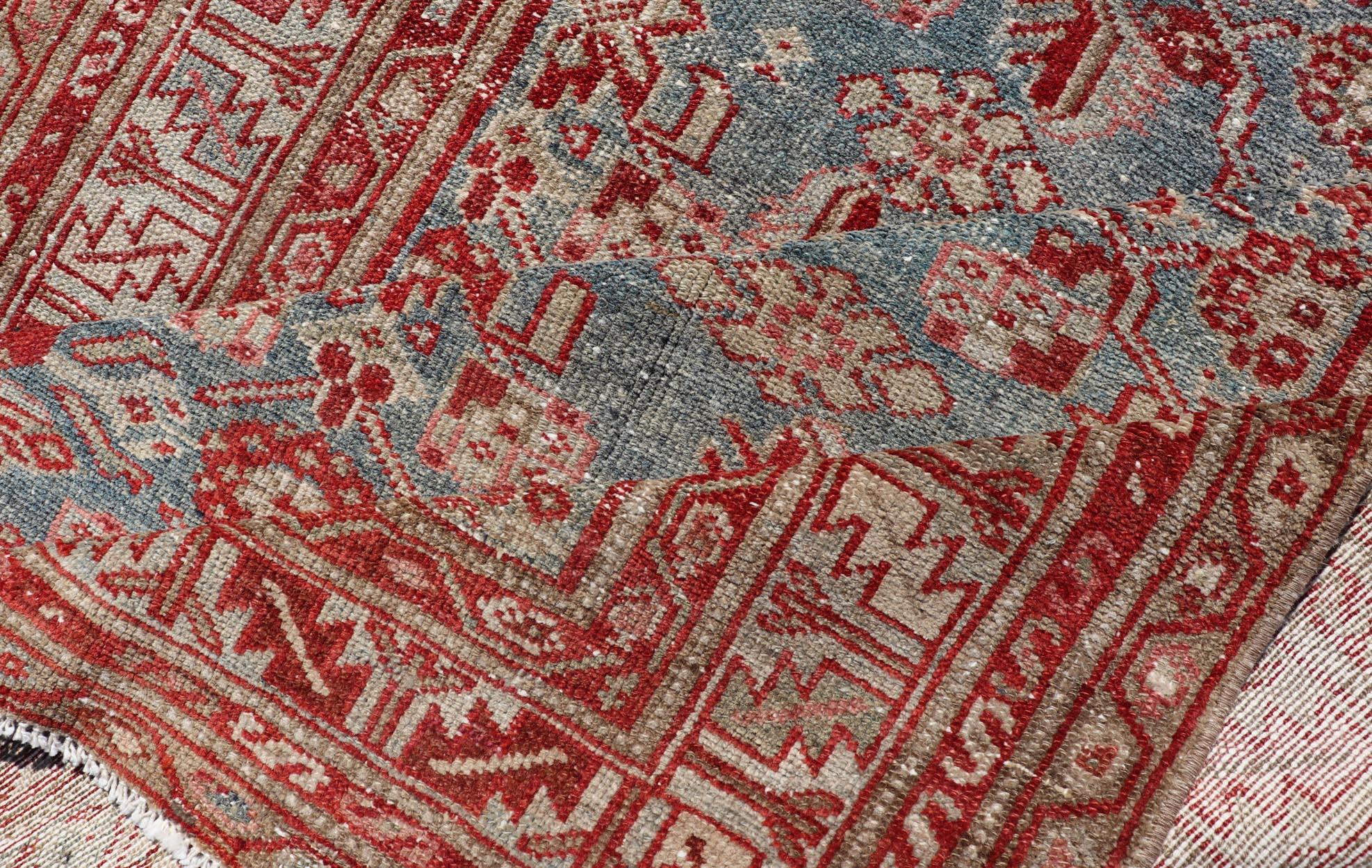 Antico runner persiano Malayer (a) Gallery, rosso e blu 4'3 x 16'10 in vendita 2