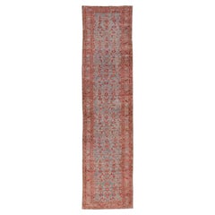 Antico runner persiano Malayer (a) Gallery, rosso e blu 4'3 x 16'10