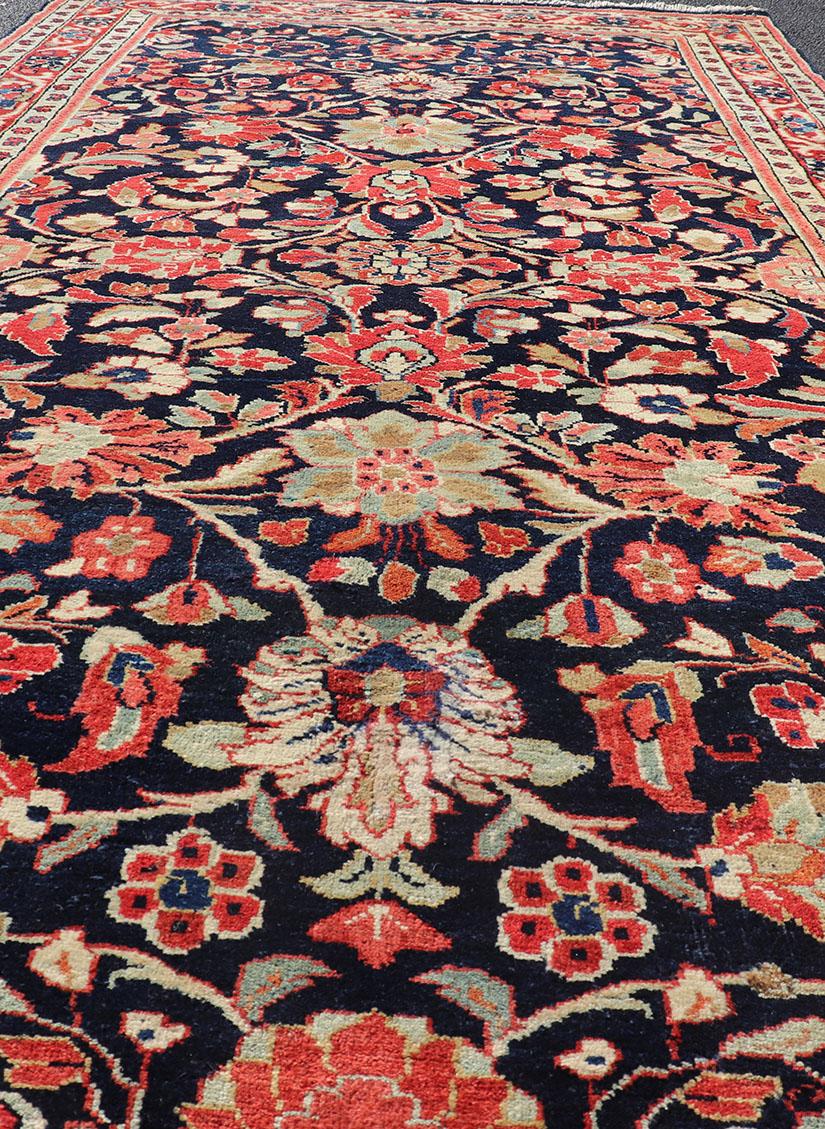Antique Mahal Gallery runner, rug PTA-21019, country of origin / type: Persian / Mahal, circa 1930's

Measures: 5'3'' x 11'2''.

This beautiful antique Gallery Mahal features a stunning all-over floral design set upon a dark blue background

