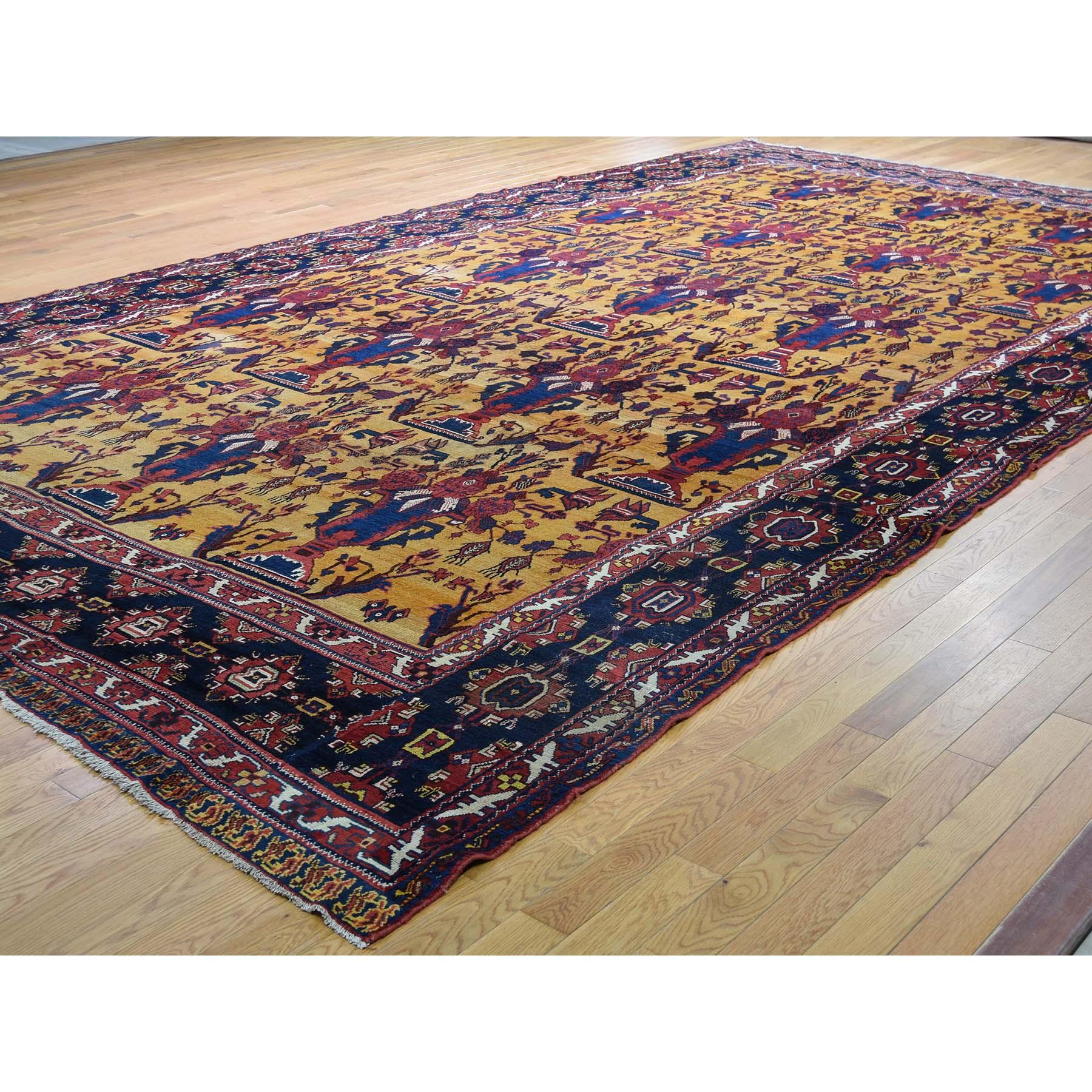 Hand-Knotted Antique Persian Gallery Size Bakhtiari Pure Wool Hand Knotted Oriental Rug For Sale