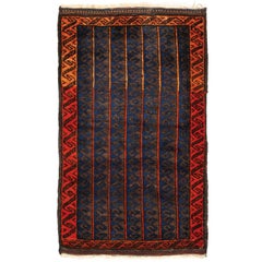 Antique Persian Geometric Brown and Orange Wool Baluch Rug Antique Persian Geometric Brown and Orange Wool Baluch Rug