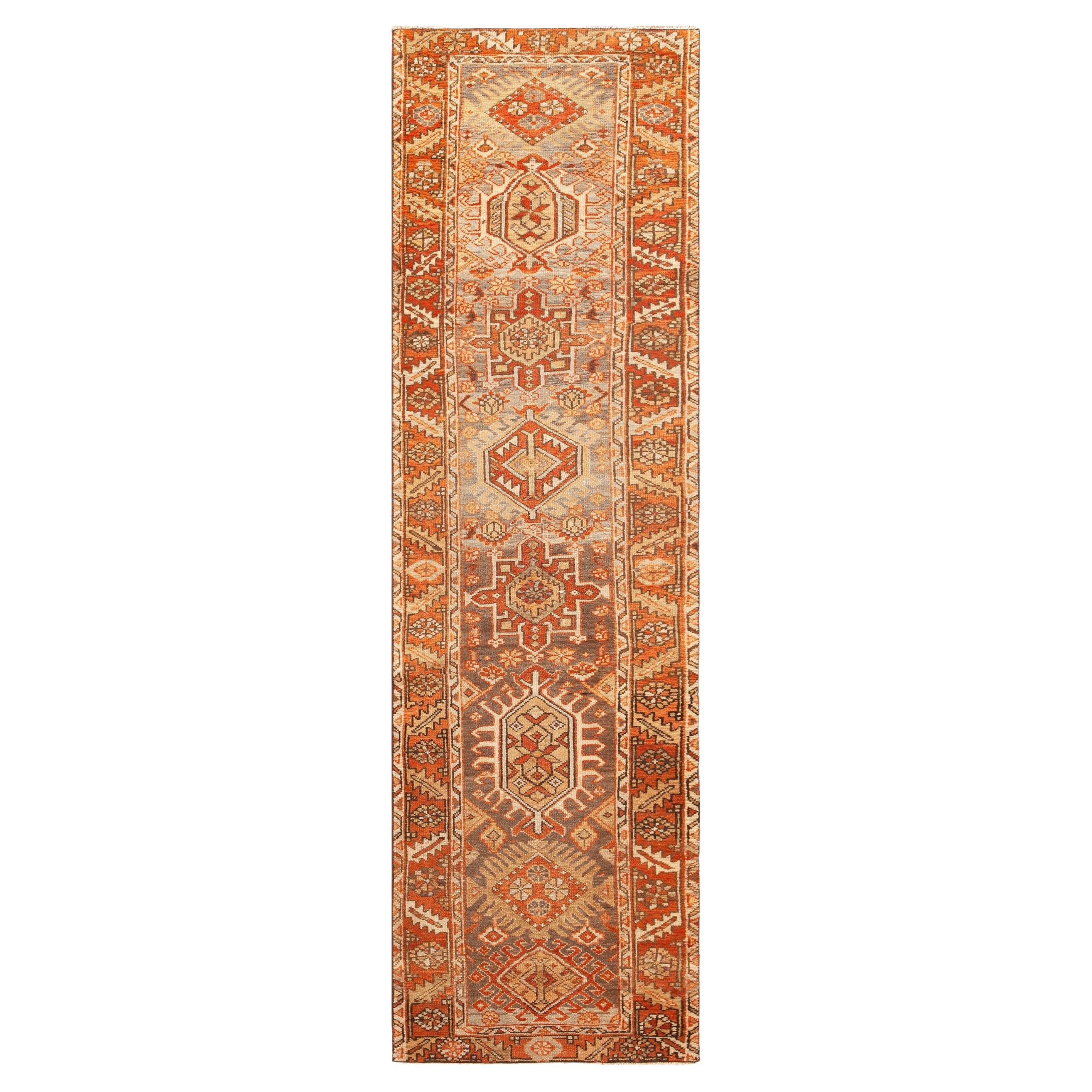 Antique Persian Geometric Tribal Runner Rug