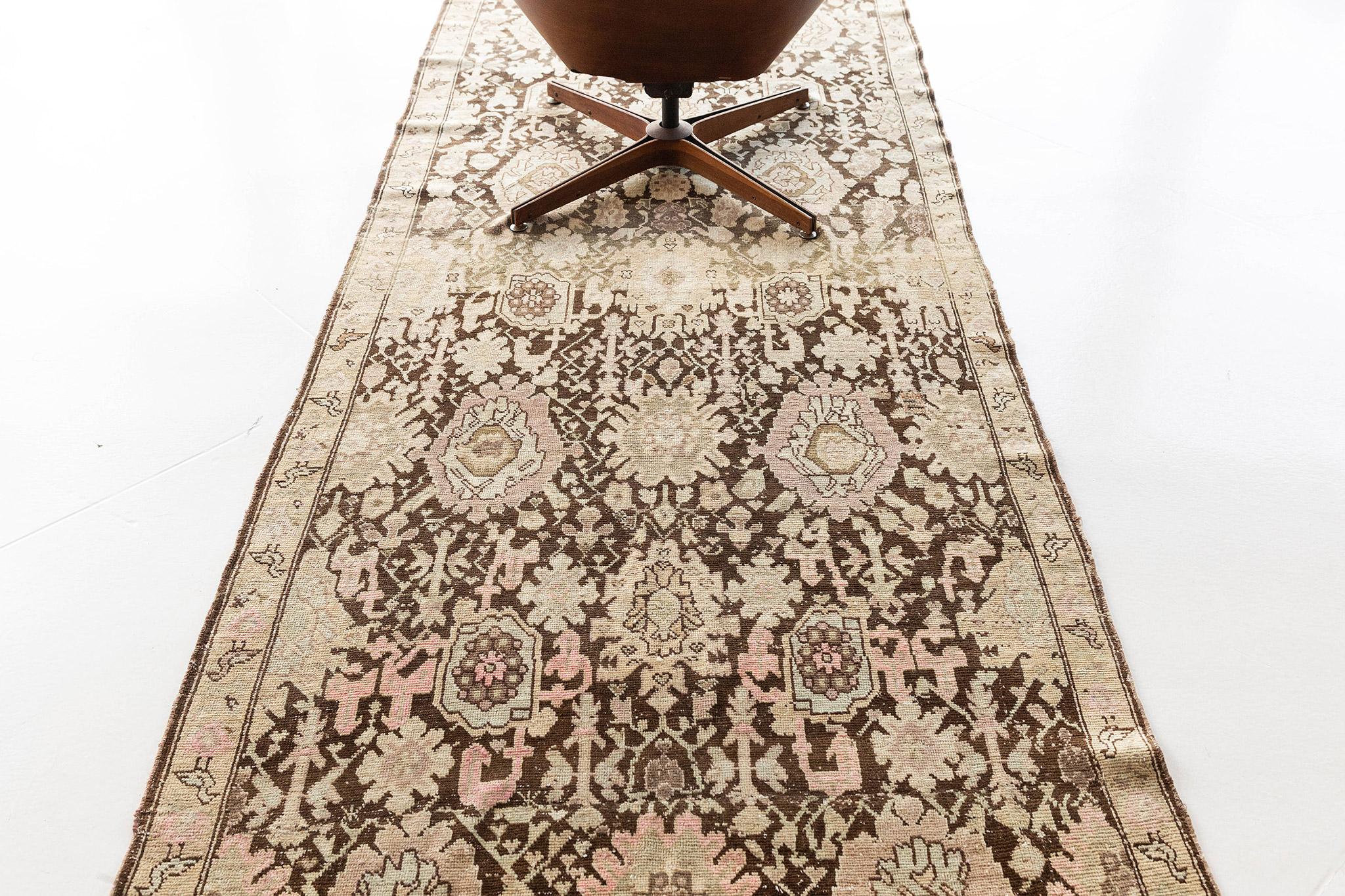 This sophisticated Gharabagh runner features a large all-over design pattern that saunters gorgeous floral designs. The contrast in colors against the black foreground is sure to add a luxurious addition to your interior.

Rug Number
26860
Size
4'