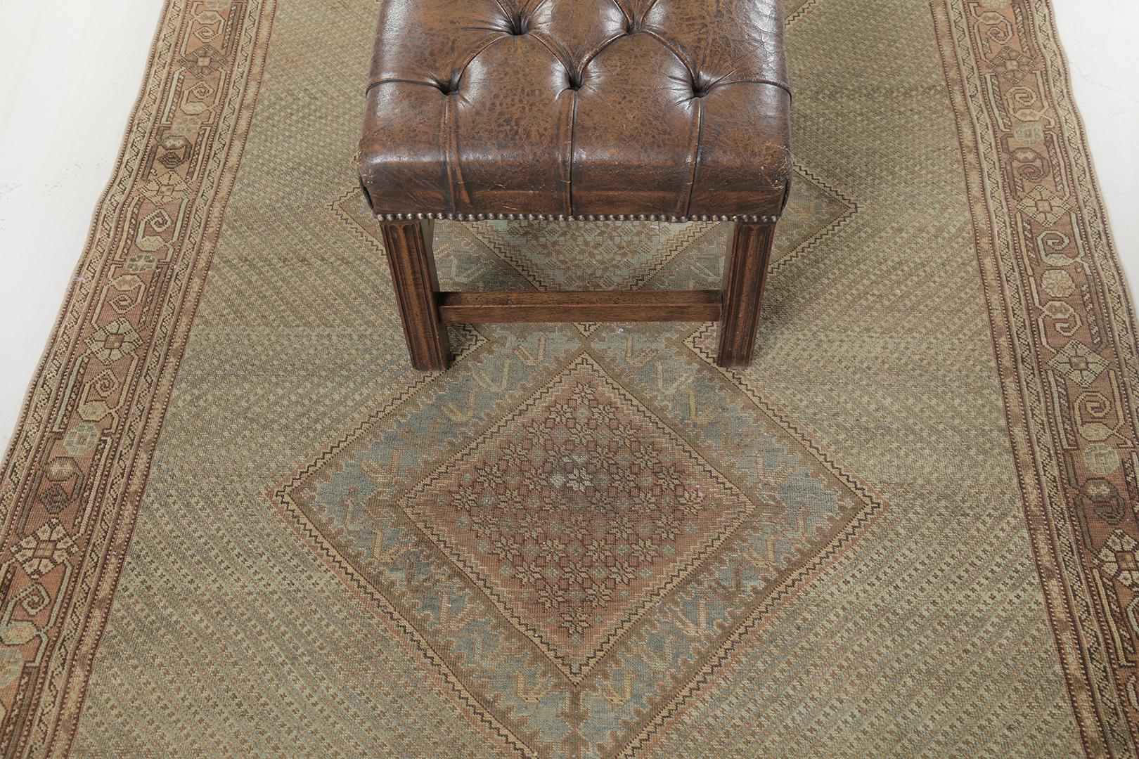 Wool Antique Persian Ghasghaei by Mehraban Rugs For Sale