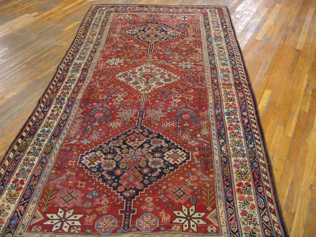 Hand-Knotted 19th Century S. Persian Ghashghaie Carpet (5'6
