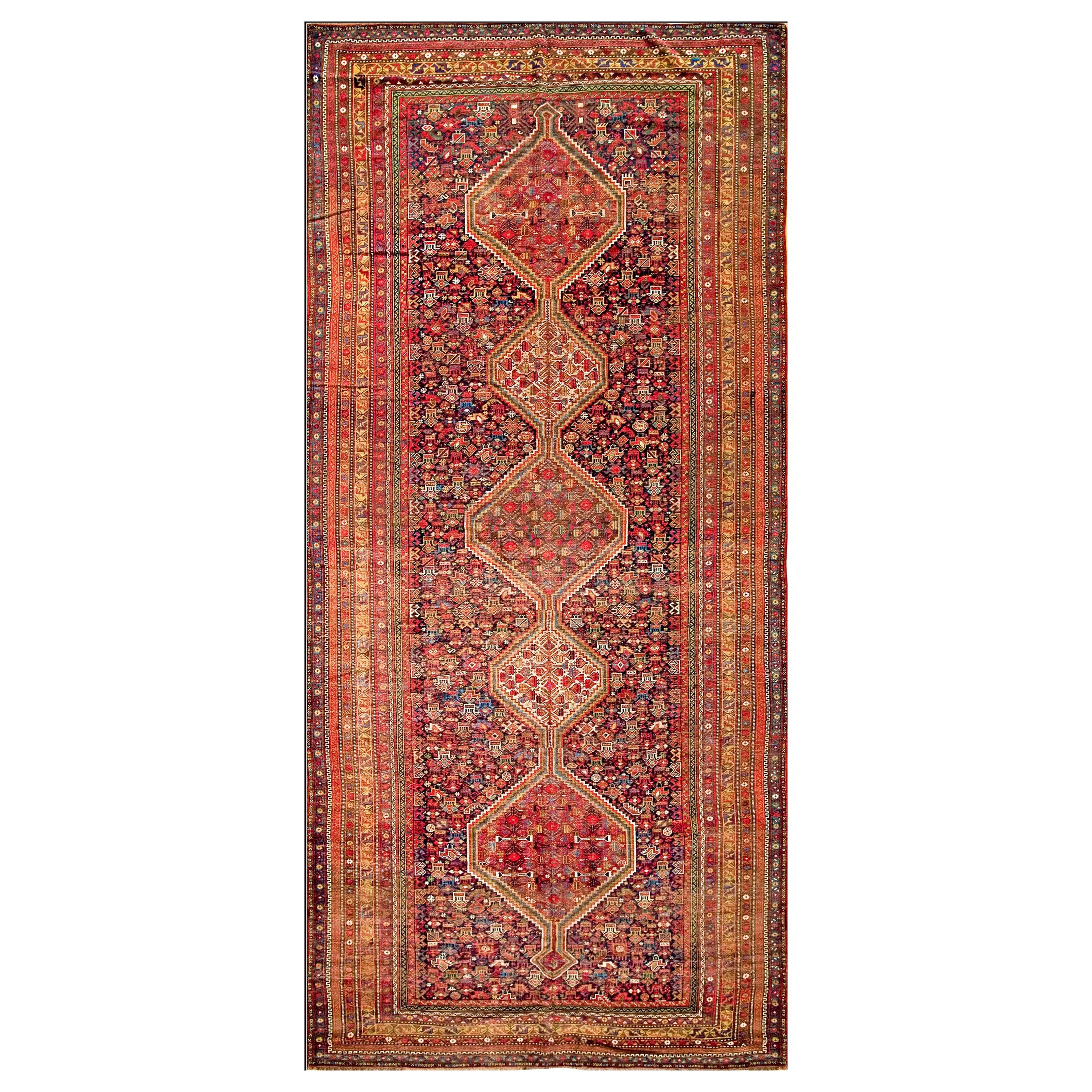 Early 20th Century S Persian Ghashgaie Gallery Carpet (6'6" x 14'4" - 198 x 437) For Sale