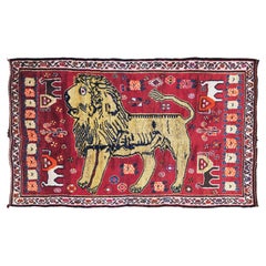 Antique Persian Ghashghaei "Lion Rug"