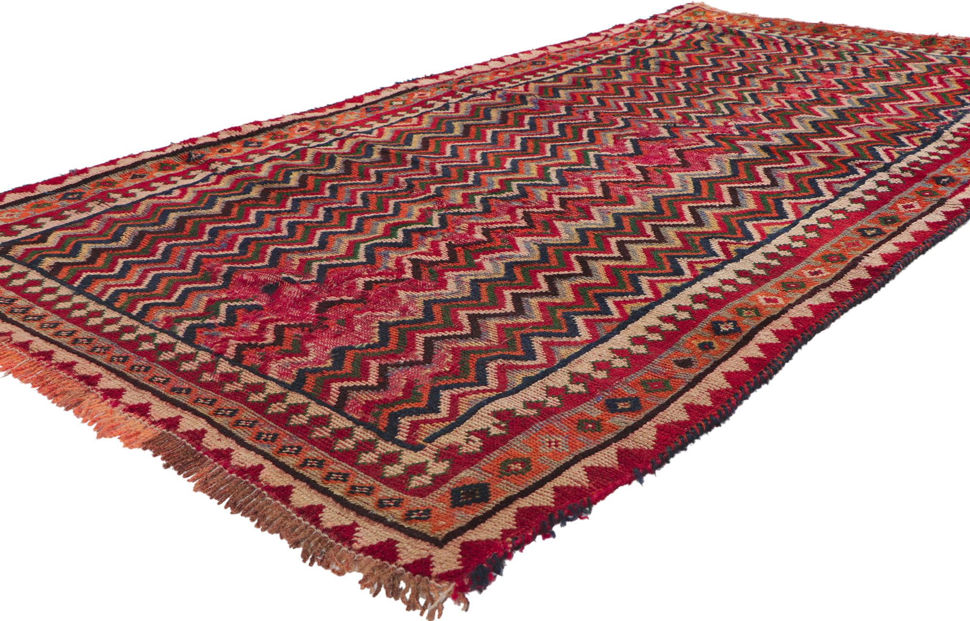 61050 antique Persian Ghashghaei rug, 03'11 x 07'06. Full of tiny details and a bold expressive design combined with tribal style, this hand-knotted wool antique Persian Ghashghaei runner is a captivating vision of woven beauty. The lovingly