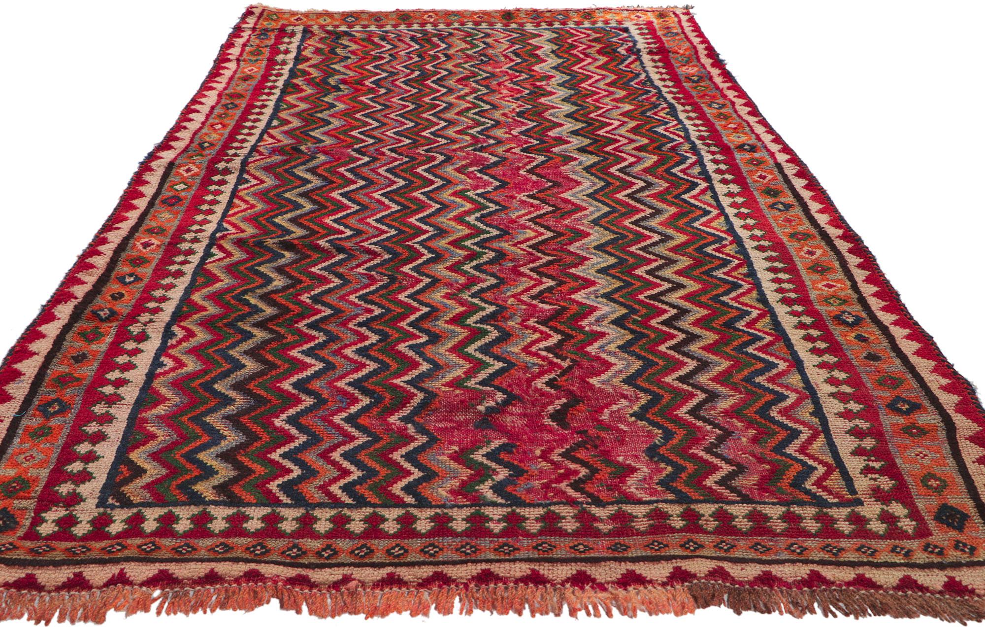 Hand-Knotted Antique Persian Ghashghaei Runner with Tribal Style For Sale