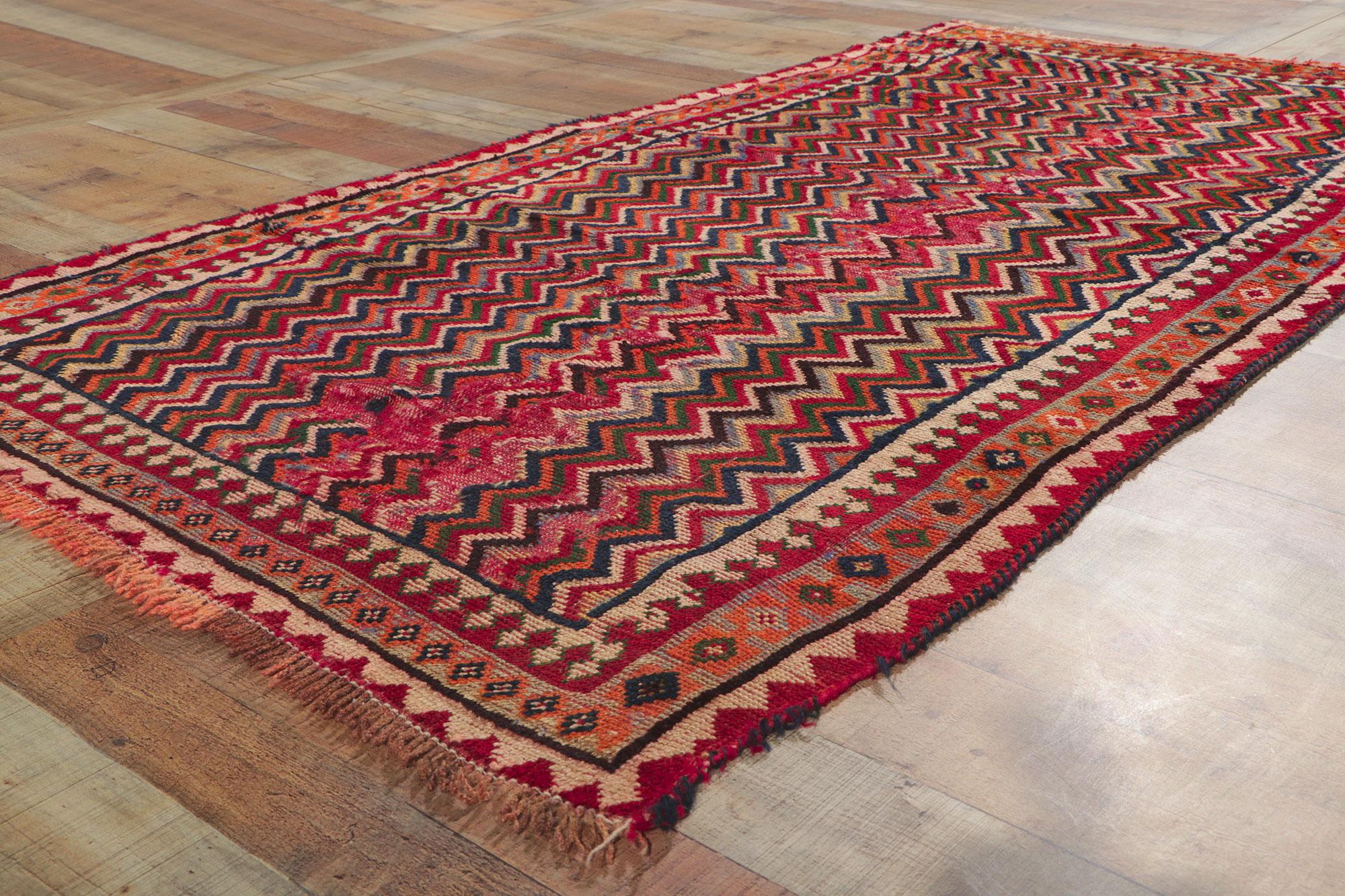Wool Antique Persian Ghashghaei Runner with Tribal Style For Sale