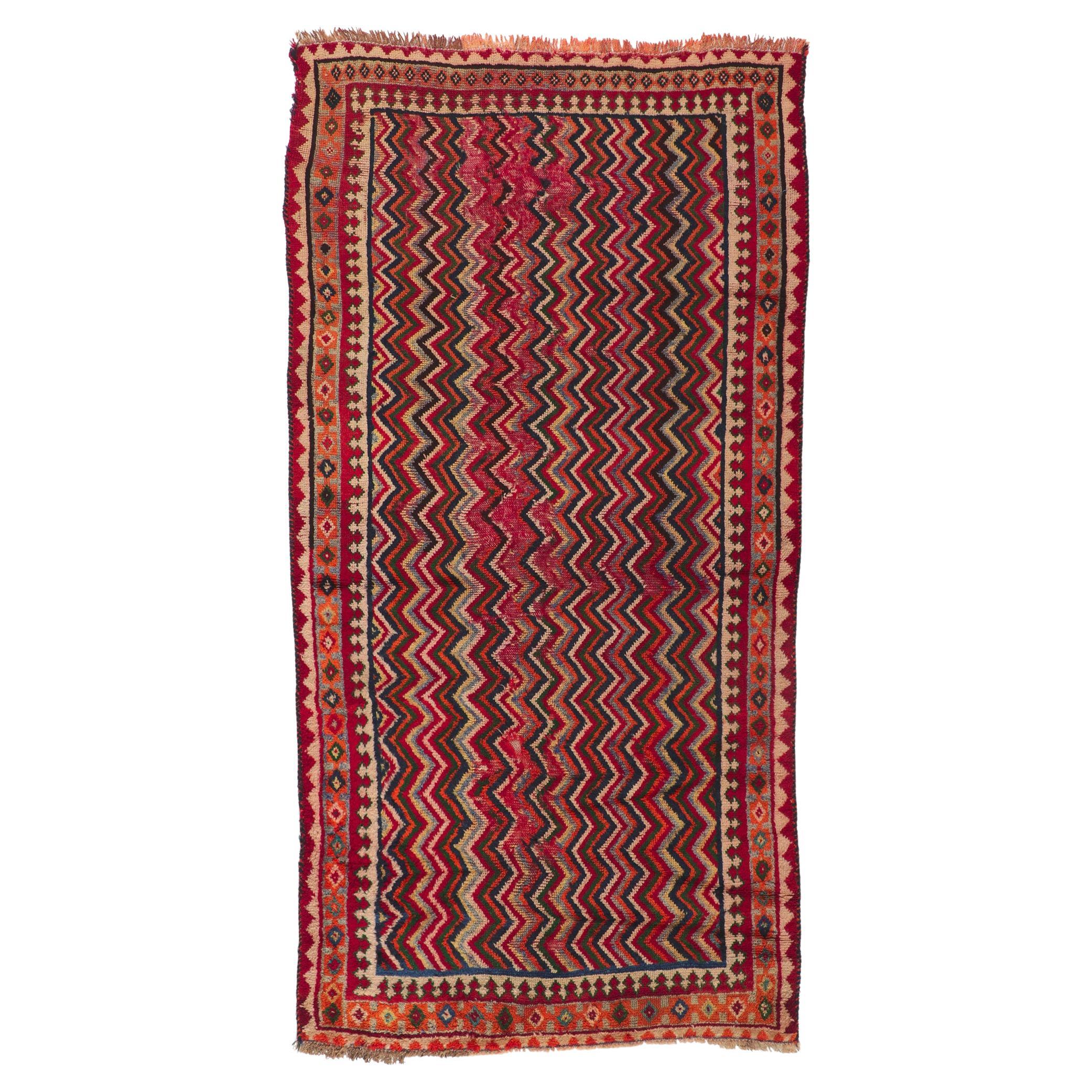 Antique Persian Ghashghaei Runner with Tribal Style