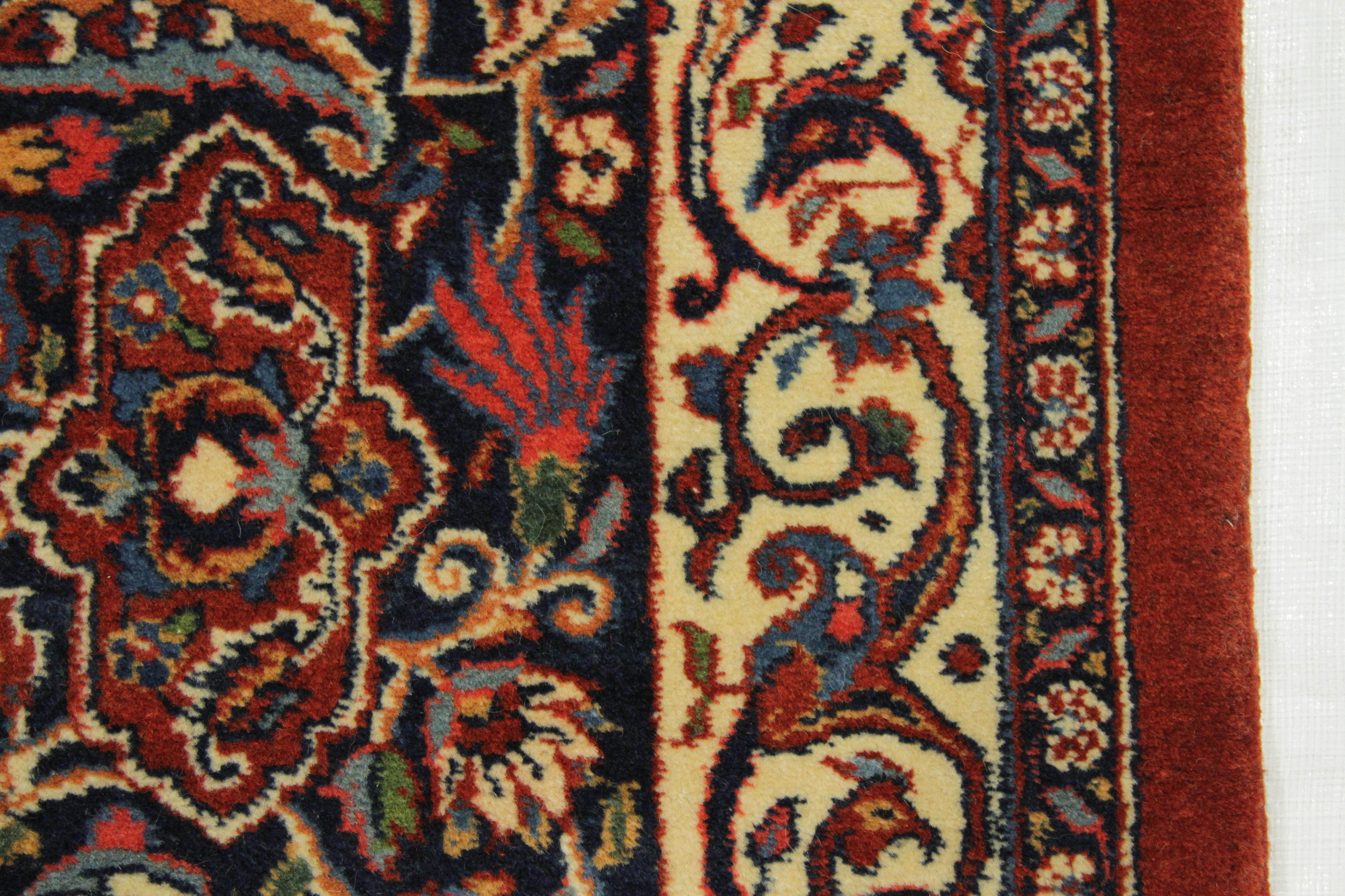 Antique Persian Ghazvin Rug with Flower Medallion over a Blue Field, circa 1920s For Sale 3