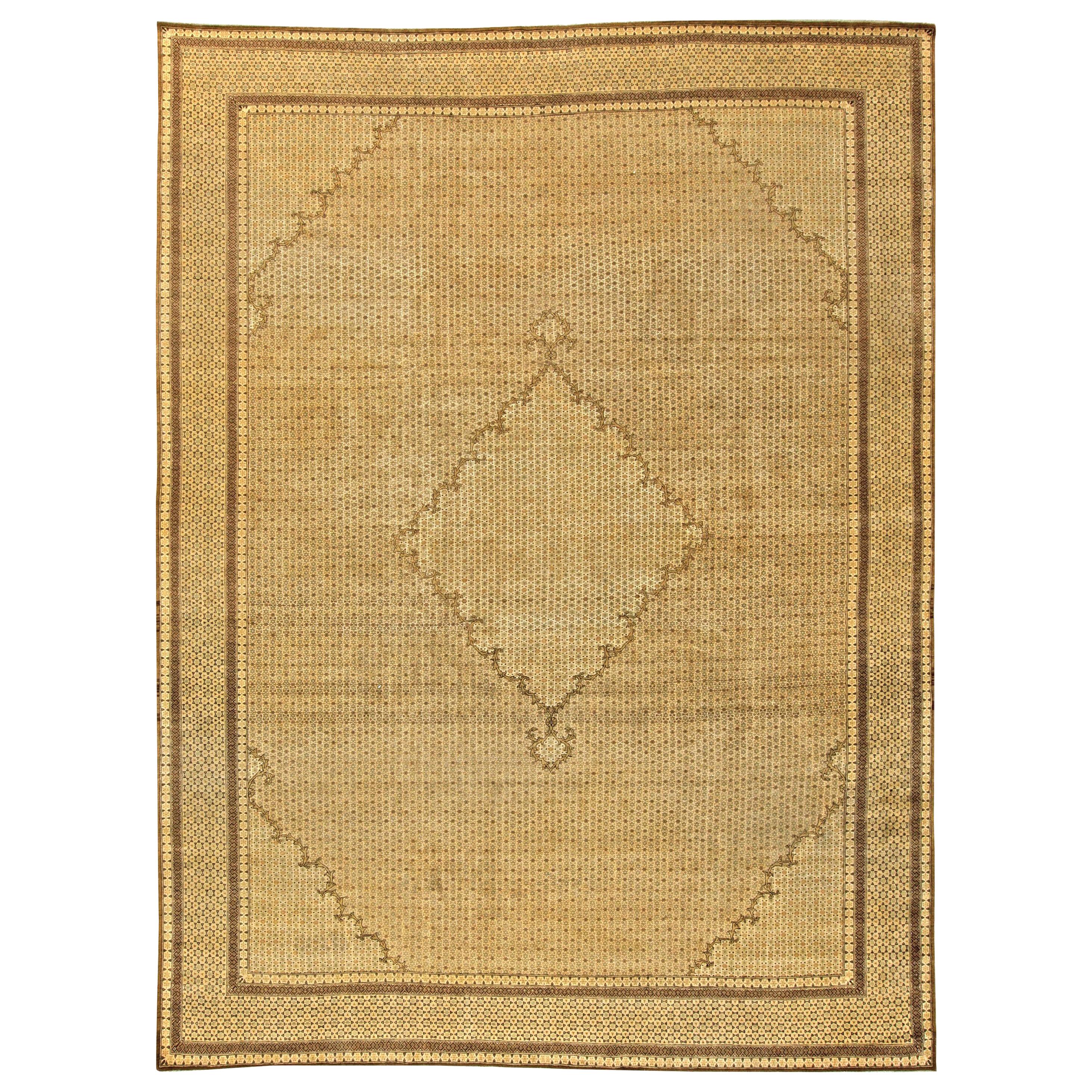 Mid-20th Century Ghom Handmade Wool Rug